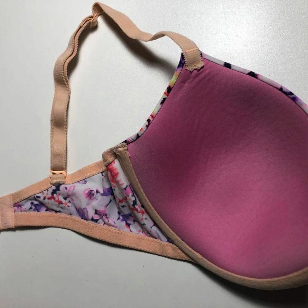 #3484-2 PINK Victoria's Secret Floral Padded T-shirt Bra Size 34D - Picture 4 of 5
